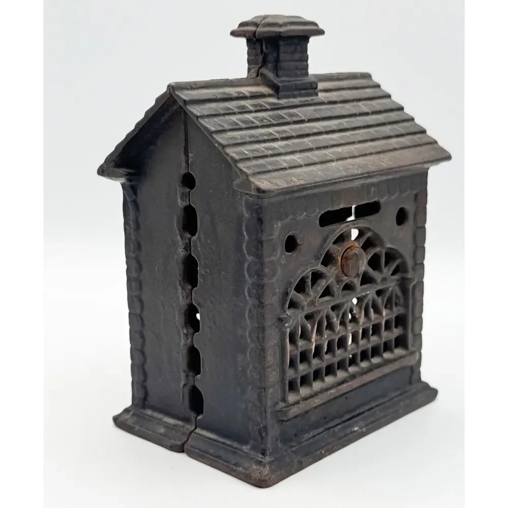 Antique Still Bank Cast Iron House Shape 5
